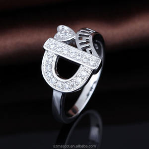 Mode bijoux Unique Design <span class=keywords><strong>Initia</strong></span> lettre D anneaux avec CZ cristal gros - Product Image 1