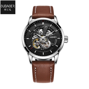 Ochstin fabbrica Oubaoer Luxury Mens Blue Leather cinturino <span class=keywords><strong>automatico</strong></span> scheletro <span class=keywords><strong>orologio</strong></span> meccanico - Product Image 4