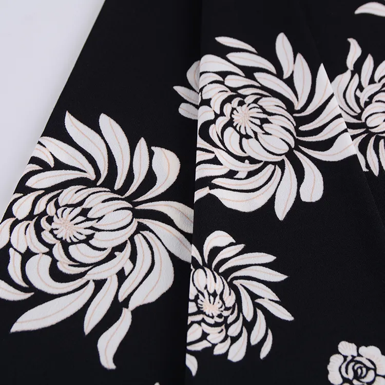 Tissu imprimé floral, élastique, en polyester, 220gsm, 1 pièce