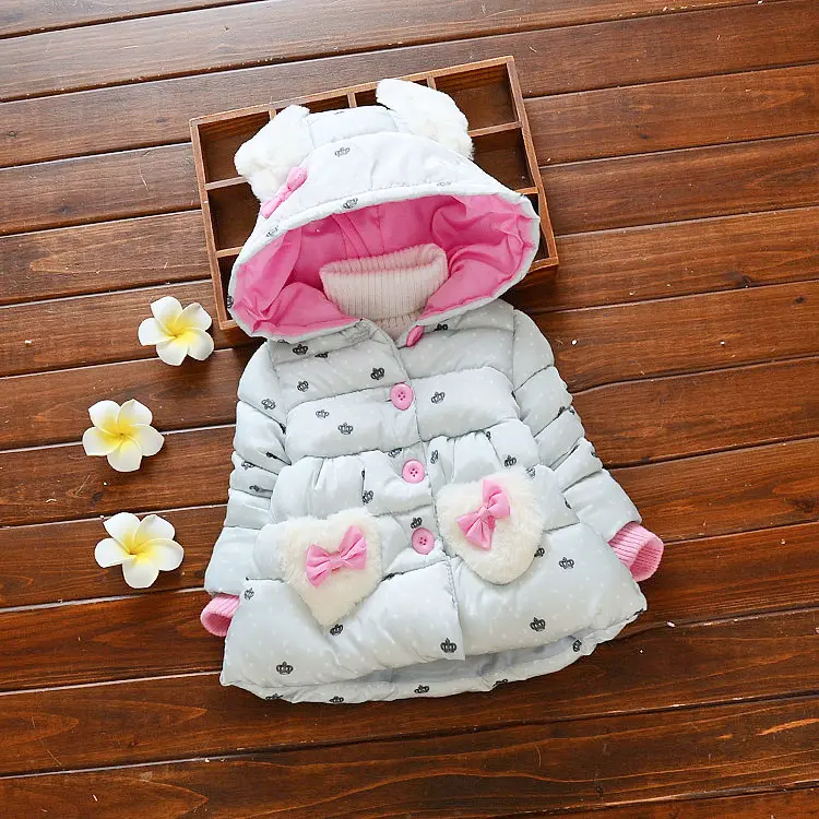 Hao Baby The New Winter Coat Children's Wear Cotton-Padded Jacket Kids Clothes Pocket Love Candy Color Coat