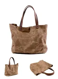 Waterdichte Olie Wax Canvas Handtas Fashion Tote Bag Doorsnede Grote Capaciteit Shopping Bag Schoudertas