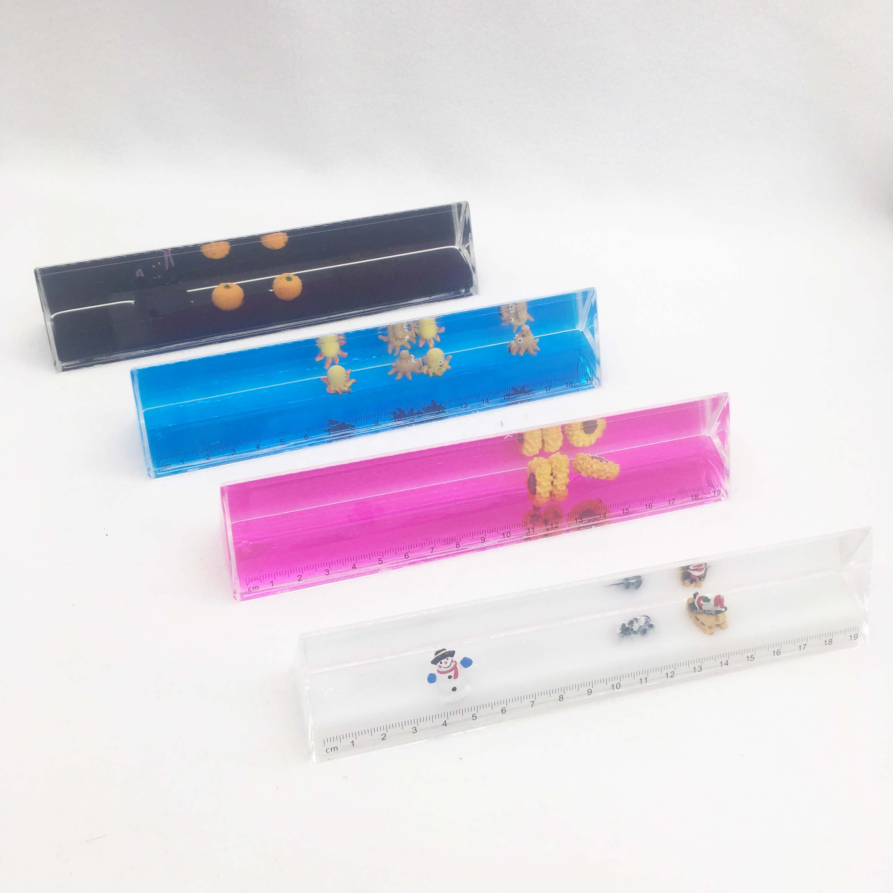 Водная треугольная линейка, акриловая жидкая линейка с цветной водой и 3d-поплавком