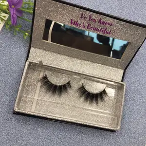 Toptan özel etiket vizon kirpik gerçek mink 3d lashes glitter özel kirpik ambalaj için ayna ile makyaj