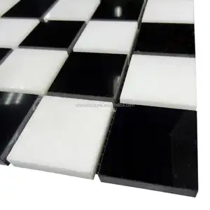 Square Mixed Marble Stone Tile For Home Decoration Black And White