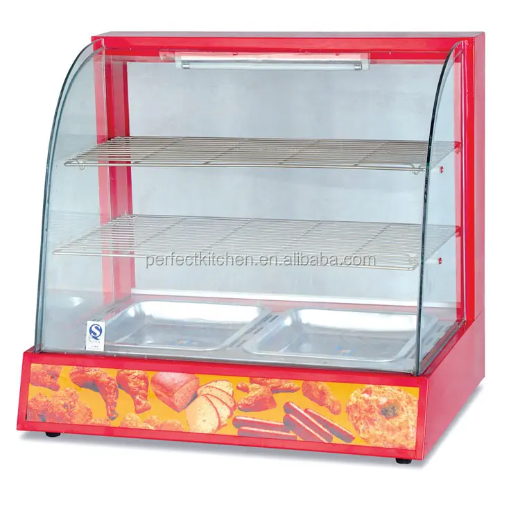 Elektrische Gebogen Glas Warming Showcase /Hot Voedsel Warmer Display