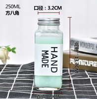 12oz français élégant carré jus de fruits boire bouteille en verre transparent noix de coco bouteille d'eau boissons avec impression logo vente en vrac