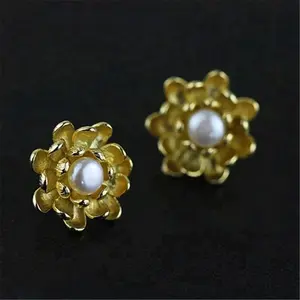 Exquisite Real Silver Lotus gorgeous lady earring