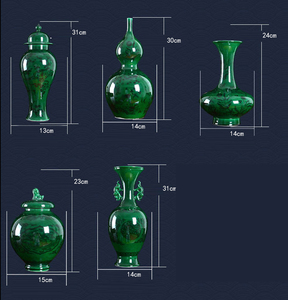 Fatto a mano cinese <span class=keywords><strong>verde</strong></span> smaltato in <span class=keywords><strong>ceramica</strong></span> da tavolo <span class=keywords><strong>vaso</strong></span> per la decorazione domestica - Product Image 3