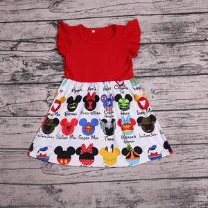 Hoge Kwaliteit Cartoon Jurk Flutter Mouwen Baby Kleding