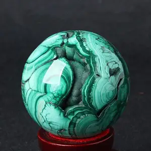 Bola de esfera de cristal natural malaquita, regalo popular para festival, para niñas, muebles para el hogar
