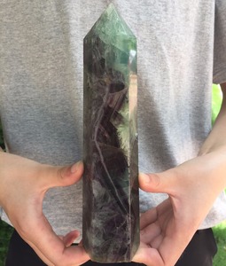Wholesale natural green fluorite Rainbow Quartz Crystal healing meditation point wand for decoration - Product Image 1