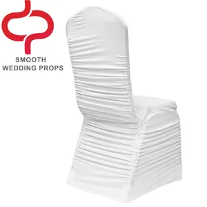 Venda por atacado tapeçado spandex branco plissado cadeira capa para venda