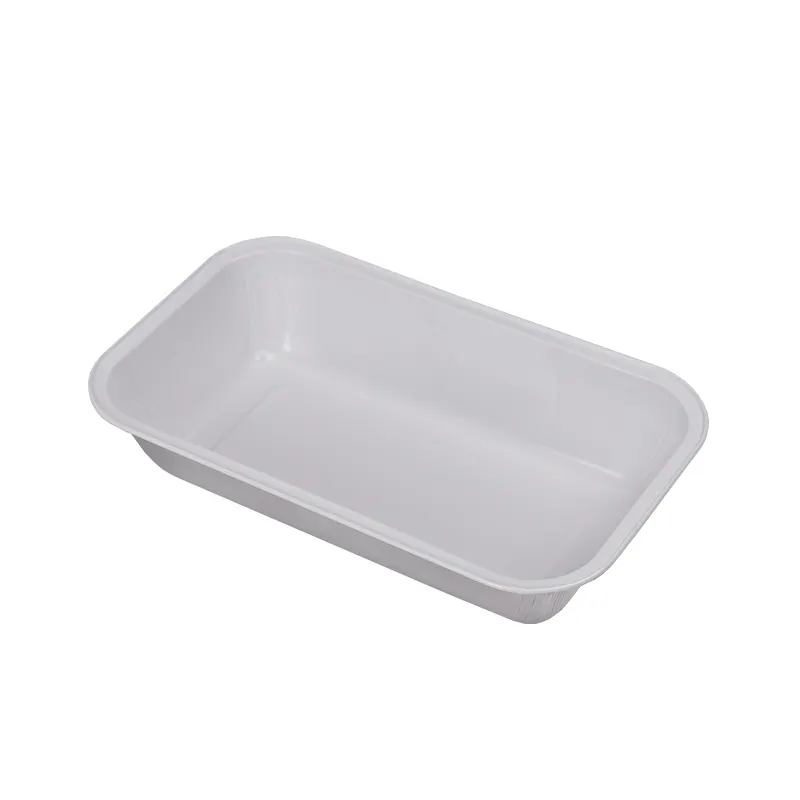 Tek kullanımlık beyaz havayolu Catering alüminyum folyo kabı gıda ambalaj kutusu