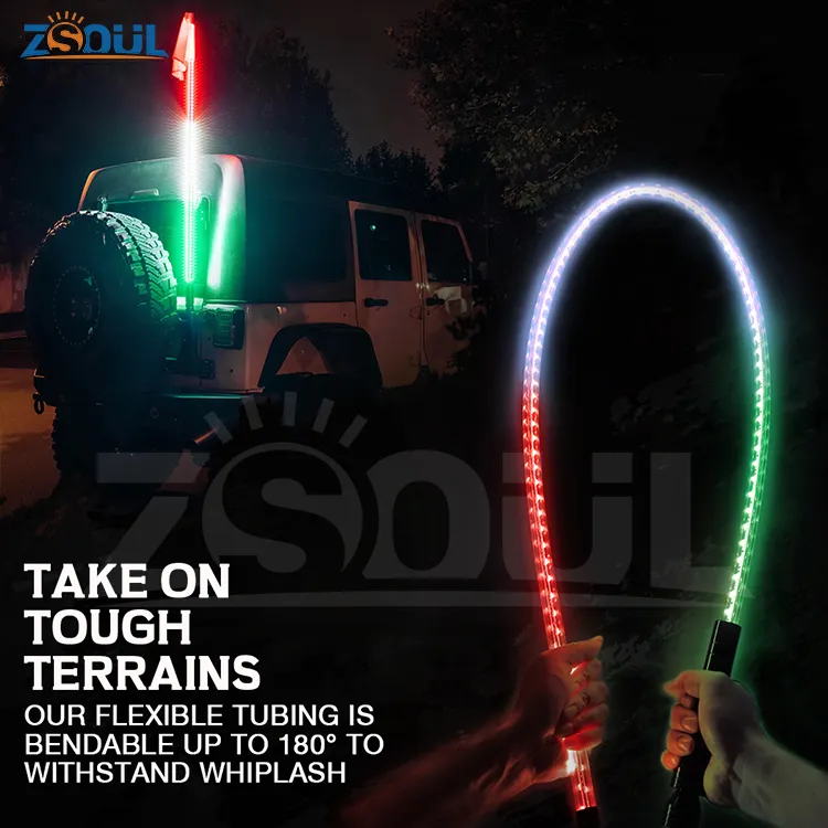 5FT 1,5 M RGB luces LED látigo advertencia para banderas, banderas de Polaris RZR todoterreno ATV UTV camión