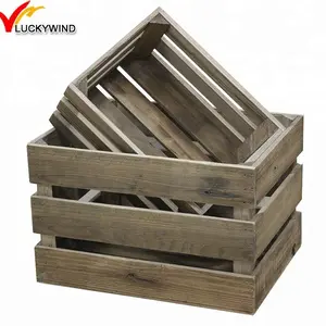 Home Garden Stacking Solid Vintage French Wooden Fruit Crates for Sale