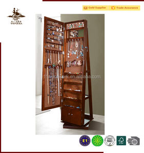 フルレングスミラー付きの広いスペーススタンディングジュエリーアーモワール - Product Image 2