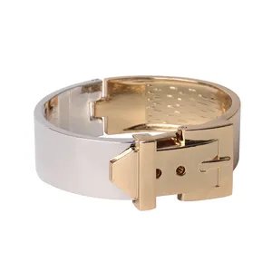 Pulsera con cierre de hebilla de diseño Simple de oro sólido de 18K para mujer