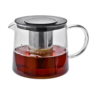 Jarra de vidrio de borosilicato, multifunción, hecha a mano, 1500ml, tetera de café de vidrio