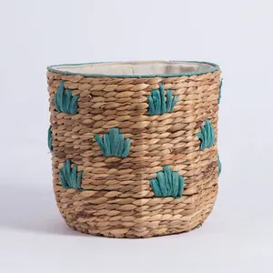 Linen Lining Decorative Easter Custom Water Hyacinth Sea Grass Corn Husk Maize Sundries Dirty Clothes Laundry Storage Basket