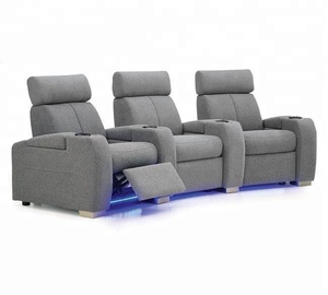 Canapé inclinable avec rétro-éclairage, 3 places en tissu et cuir PU, pour Home cinéma - Product Image 6