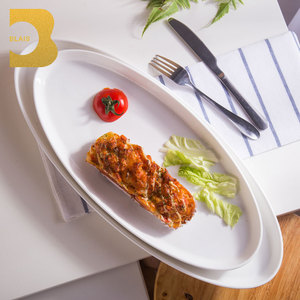 Grande assiette ovale en céramique blanche personnalisée de 20 pouces, bon marché, en gros, pour le poisson/le beurre - Product Image 1