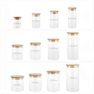 Wholesale round shape food glass jar storage with bamboo lid GSJ-098Z