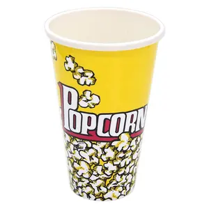 1L Round Plastic Popcorn Cups Plastic Popcorn Containers for Movie Night