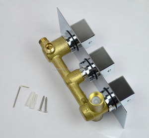Juego de ducha termostática de níquel cepillado Diseño de cascada y lluvia con ducha de mano <span class=keywords><strong>Baño</strong></span> y grifos de ducha - Product Image 4