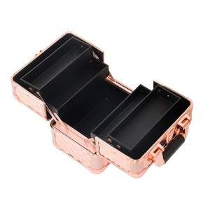 Funda <span class=keywords><strong>de</strong></span> tocador con tachuelas <span class=keywords><strong>de</strong></span> oro rosa, caja <span class=keywords><strong>de</strong></span> belleza con mango - Product Image 2