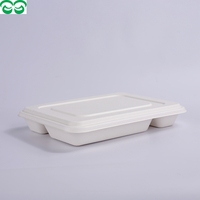 Barquette alimentaire jetable à 5 compartiments pour plats à emporter, en bagasse écologique