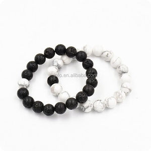 กำไลหินลาวา Howlite สำหรับผู้ชาย,กำไลลูกปัดระยะไกล8มม. แฟชั่นเทรนด์พลังงานใหม่ - Product Image 3
