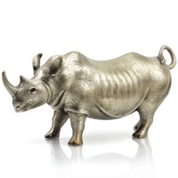 Sculpture d'animal en bronze coulé moderne personnalisée par OEM Statue en bronze de rhinocéros