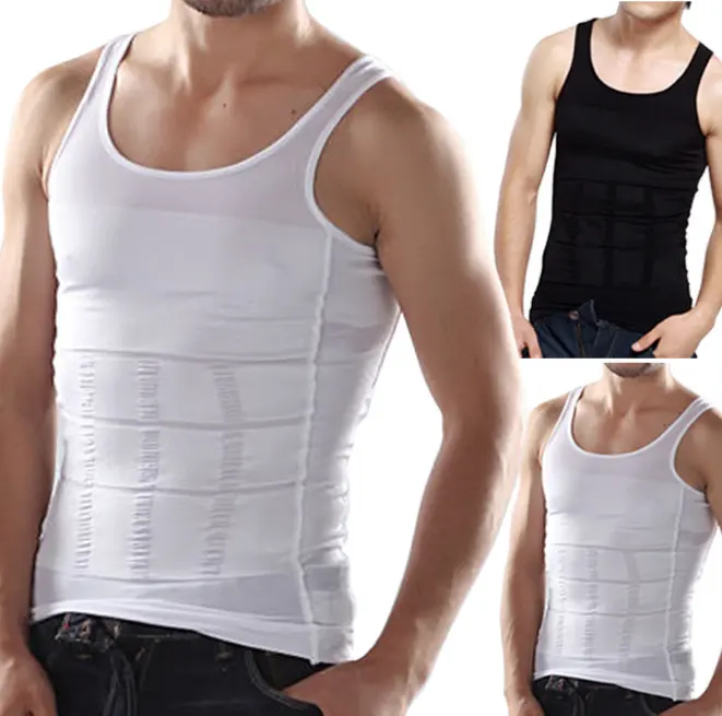 Camiseta adelgazante para hombres, chaleco de pérdida de peso, camiseta sin mangas, corsé, ropa interior grasa corporal, tops de elevación ajustados de talla grande XXL