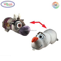 D081 Vente en gros CUSTOM Olaf to Sven 14 pouces Peluche rembourrée 2 jouets en 1 Convertible CPC ASTM F963 Animal de dessin animé Réversible Peluche Olaf
