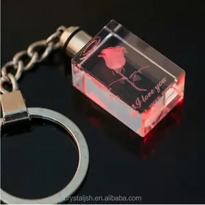 2023 nóng bán thiết kế độc đáo 3d laser khắc <span class=keywords><strong>cube</strong></span> pha lê led keychain ảnh led pha lê keychain - Product Image 1