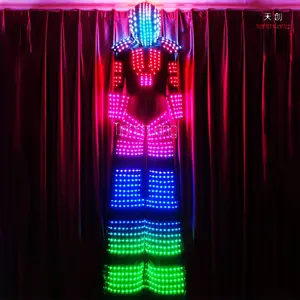 Led con los zancos de disfraz de Robot Cyborg LED DMX 512 controlado traje con control inalámbrico Led zancos Walker luces traje