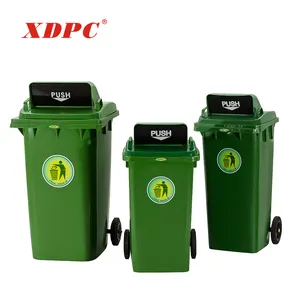 XDPC 240l في الهواء الطلق البلاستيك بعجلات القمامة القمامة عربة النفايات صناديق القمامة مع اثنين من العجلات سلة مهملات