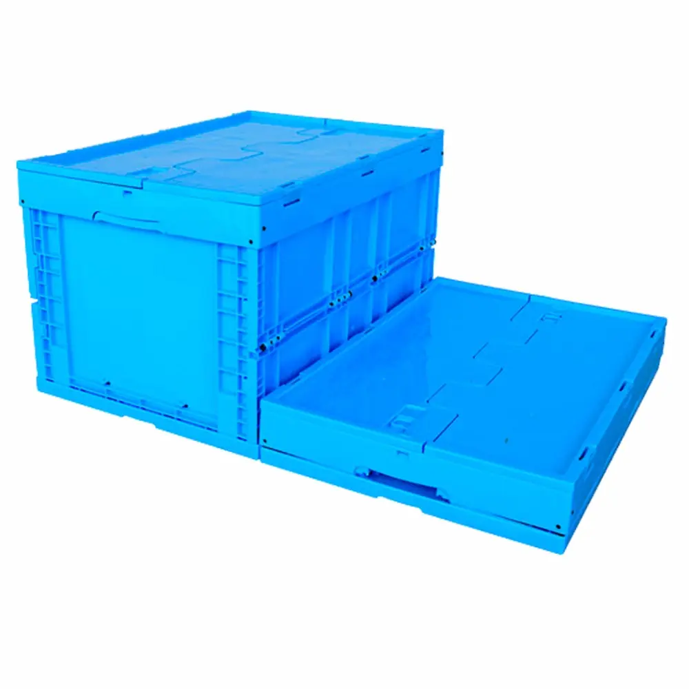 70l Krat Plastic Zware Dozen Plastic Vouwen Verzending Container Met Deksel Tool Container Plastic Kratten Voor Produceren