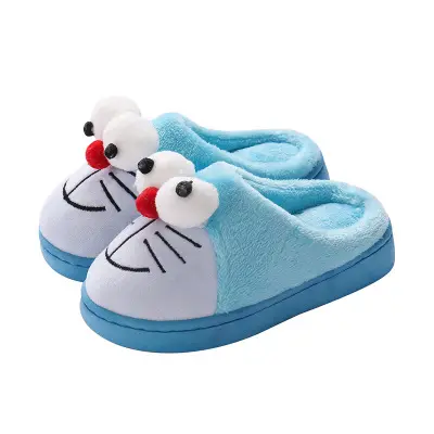 Winter cartoon cute warm thick bottom non-slip kids cotton slippers