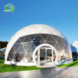 Банкетная архитектура, ткань с покрытием Pvdf, растягивающаяся мембрана, большая купольная геодезическая палатка с белым пвх покрытием