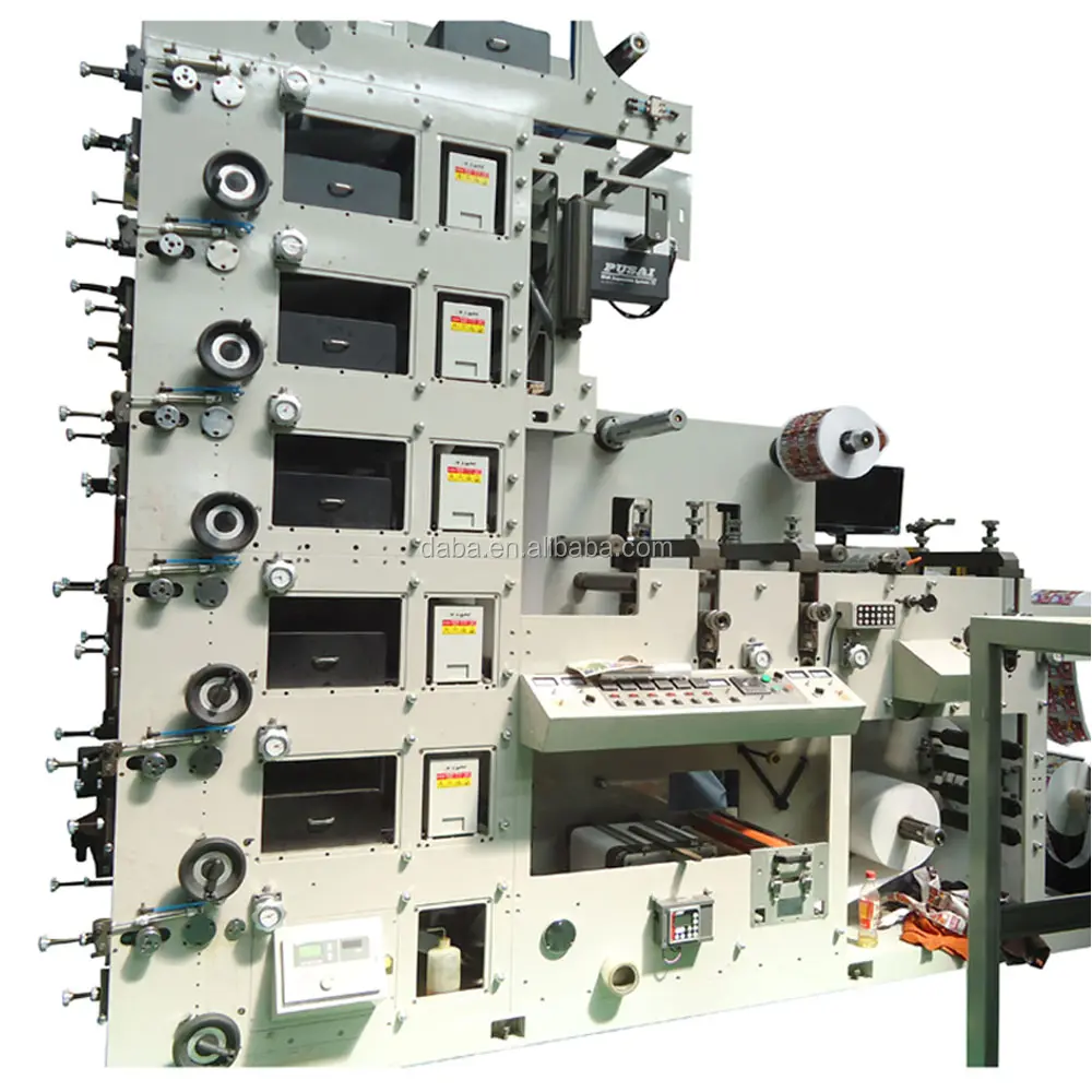 Máquina de impresión DBRY-320 en 6 colores, máquina de impresión FLEXO con troquelado, puede hacer rollo para rollo y rollo a hoja con transportador