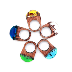 Nuovo Design FAI DA TE artigianato In Legno e Resina Segreto Trasparente Anelli Blu Foresta Anello Fatto A Mano Magica Dei Monili per la Donna - Product Image 5