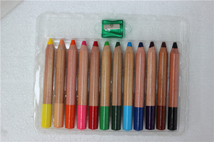 6 couleurs Easy Writing Logo 3 en 1 Woody Crayon Taille Jumbo Imprimé Crayon de cire multicolore avec extrémité de trempage de couleur - Product Image 3