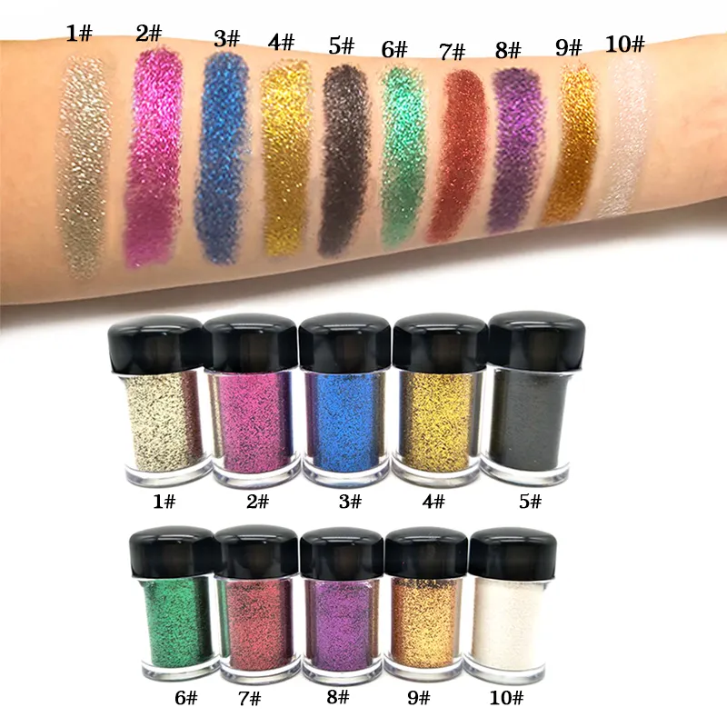 Kualitas Terbaik MOQ Rendah Bubuk Glitter Pigmen Tinggi Pribadi Eyeshadow Glitter