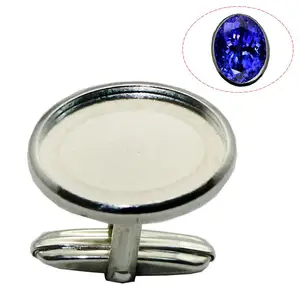 Beadsnice ID 30937 solid sterling silver men cufflink finding 20x15mm fit 17.5x12.8mm oval China jewelry cuff link