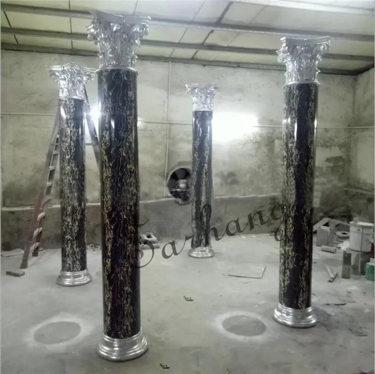 装飾的な建物のための黒と銀の柱の大理石の柱