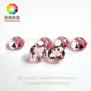 Rouleau de micro-<span class=keywords><strong>morganite</strong></span> noire, pierre précieuse synthétique à coupe ronde, nano sial rose - Product Image 2