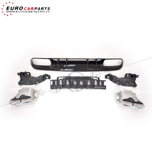 Diffusore 2019 C63 <span class=keywords><strong>classe</strong></span> <span class=keywords><strong>C</strong></span> W205 Sport 2019 a C63 stile diffusore con punta di scarico W205 aggiornamento restyling Set parti del corpo labbro posteriore - Product Image 2
