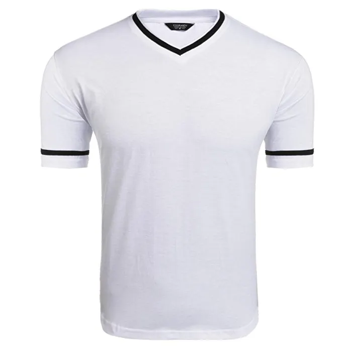 Kraag Pocket T-shirt Katoenen Kledingstuk Diepe V-hals T-shirts Voor Mannen