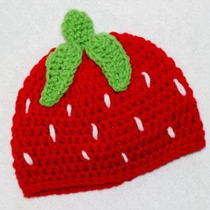 <span class=keywords><strong>Gorro</strong></span> de Fresa de Ganchillo de Lana para Bebé Niña, Venta al por Mayor - Product Image 1